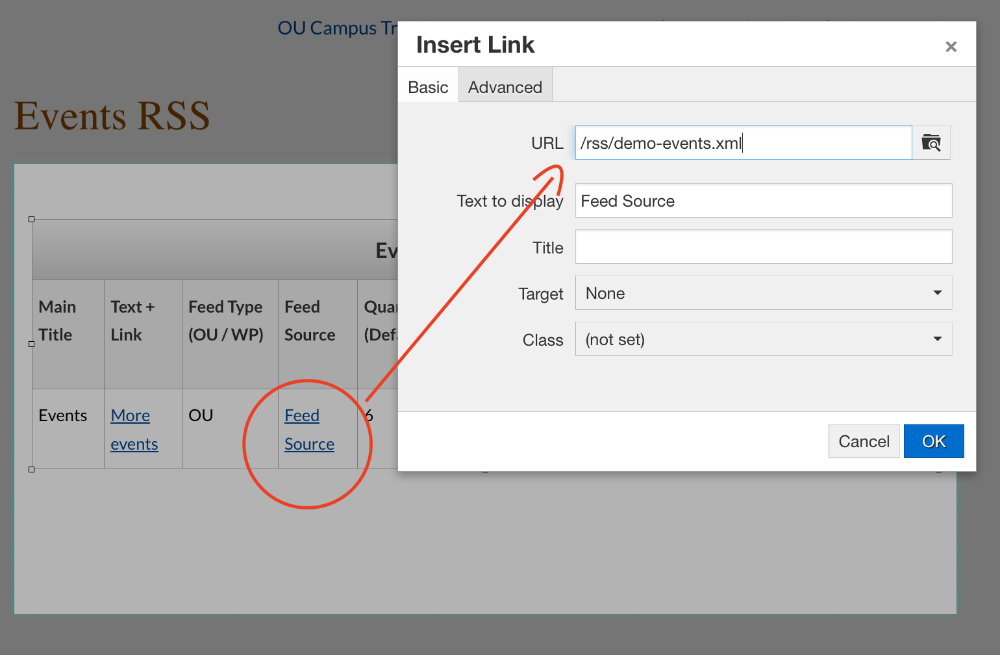 specifying which feed